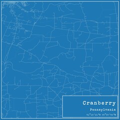 Blueprint US city map of Cranberry, Pennsylvania.