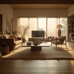Fototapeta premium An detailed interior design idea for a modern new living room including texture and color samples high end wallpaper magazine