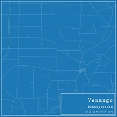Blueprint US city map of Venango, Pennsylvania.