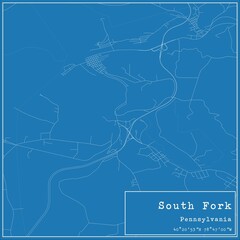 Blueprint US city map of South Fork, Pennsylvania.