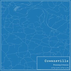 Blueprint US city map of Cowansville, Pennsylvania.