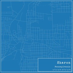 Obraz premium Blueprint US city map of Sharon, Pennsylvania.