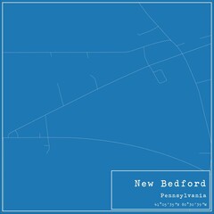 Blueprint US city map of New Bedford, Pennsylvania.