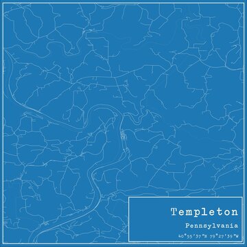 Blueprint US city map of Templeton, Pennsylvania.