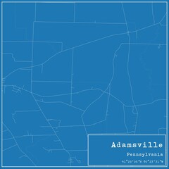 Blueprint US city map of Adamsville, Pennsylvania.
