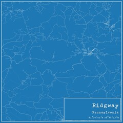 Blueprint US city map of Ridgway, Pennsylvania.