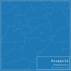 Blueprint US city map of Ringgold, Pennsylvania.