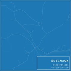 Blueprint US city map of Dilltown, Pennsylvania.