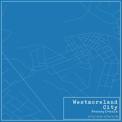 Blueprint US city map of Westmoreland City, Pennsylvania.