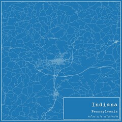 Blueprint US city map of Indiana, Pennsylvania.