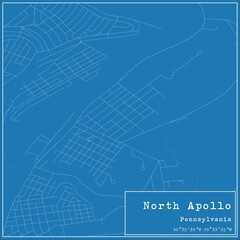 Blueprint US city map of North Apollo, Pennsylvania.