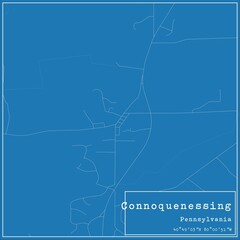 Blueprint US city map of Connoquenessing, Pennsylvania.