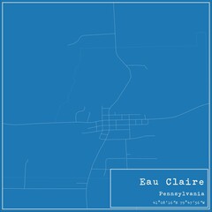 Blueprint US city map of Eau Claire, Pennsylvania.