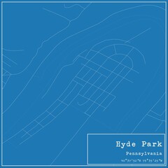 Blueprint US city map of Hyde Park, Pennsylvania.