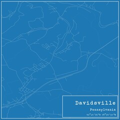 Blueprint US city map of Davidsville, Pennsylvania.