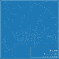 Blueprint US city map of Penn, Pennsylvania.