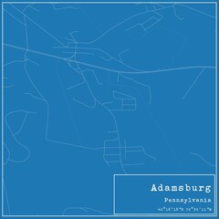 Blueprint US city map of Adamsburg, Pennsylvania.