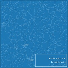 Blueprint US city map of Avonmore, Pennsylvania.