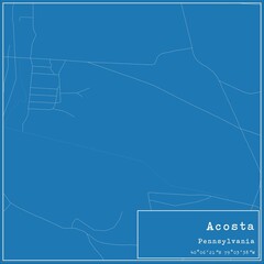 Blueprint US city map of Acosta, Pennsylvania.