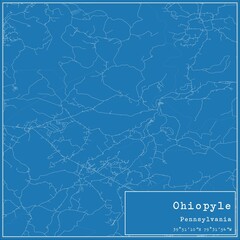 Blueprint US city map of Ohiopyle, Pennsylvania.