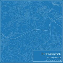 Blueprint US city map of Pittsburgh, Pennsylvania.
