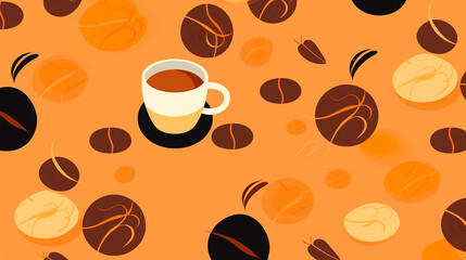 Obraz premium cup of coffee pattern background created with Generative Ai