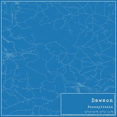 Blueprint US city map of Dawson, Pennsylvania.