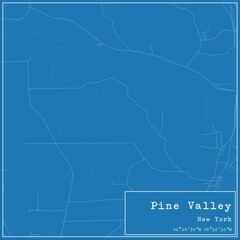 Blueprint US city map of Pine Valley, New York.