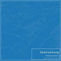 Blueprint US city map of Dravosburg, Pennsylvania.