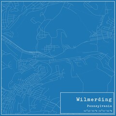 Blueprint US city map of Wilmerding, Pennsylvania.