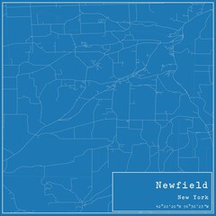 Fototapeta premium Blueprint US city map of Newfield, New York.