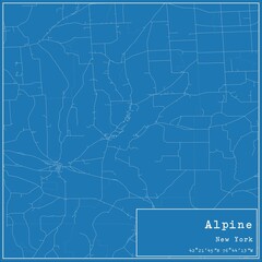 Blueprint US city map of Alpine, New York.