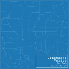 Blueprint US city map of Conewango Valley, New York.