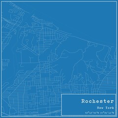 Blueprint US city map of Rochester, New York.