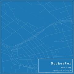 Blueprint US city map of Rochester, New York.