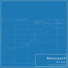 Fototapeta premium Blueprint US city map of Waterport, New York.