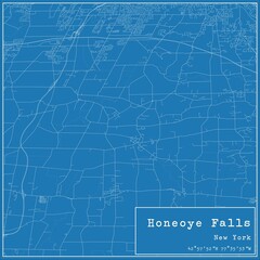 Blueprint US city map of Honeoye Falls, New York.