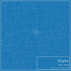 Blueprint US city map of Clyde, New York.