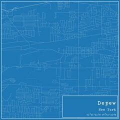 Blueprint US city map of Depew, New York.