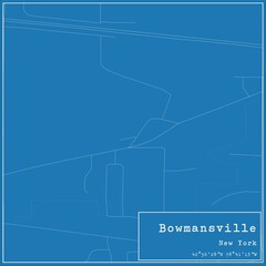 Blueprint US city map of Bowmansville, New York.