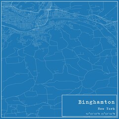 Blueprint US city map of Binghamton, New York.