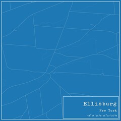 Blueprint US city map of Ellisburg, New York.