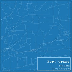 Blueprint US city map of Port Crane, New York.