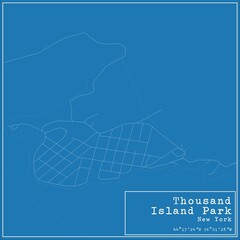Blueprint US city map of Thousand Island Park, New York.