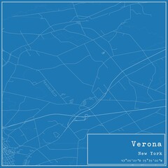 Blueprint US city map of Verona, New York.