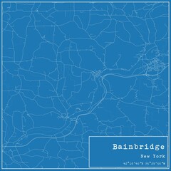 Blueprint US city map of Bainbridge, New York.