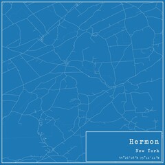 Blueprint US city map of Hermon, New York.