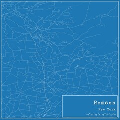 Blueprint US city map of Remsen, New York.