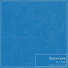 Blueprint US city map of Syracuse, New York.