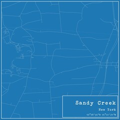 Blueprint US city map of Sandy Creek, New York.